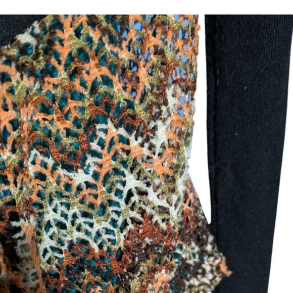 Retro Style Colorful Crochet Knit Open Front Cardigan Size Small - Picture 2 of 4